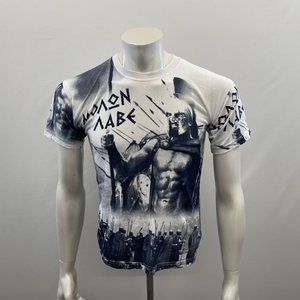 Greece Men's All Over Print Graphic T Shirt Size XS White Blue Crew Neck Cotton